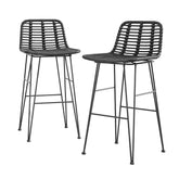 Gardeon 2 Piece Outdoor Bar Stools Wicker Dining Rattan Chair Black